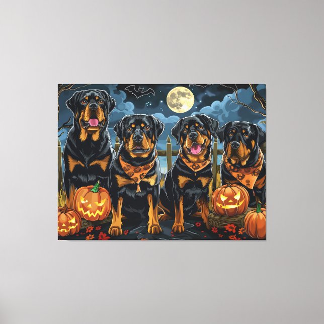 Rottweiler Halloween Spooky Leinwanddruck (Vorderseite)
