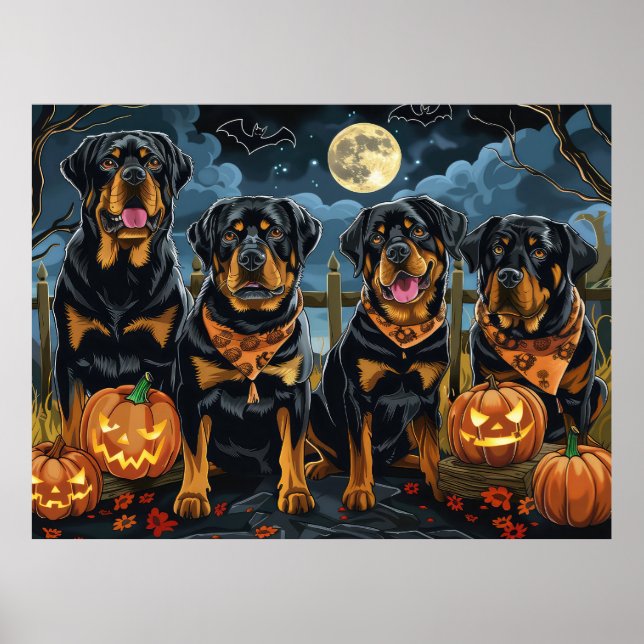 Rottweiler Halloween Spooky Poster (Vorne)