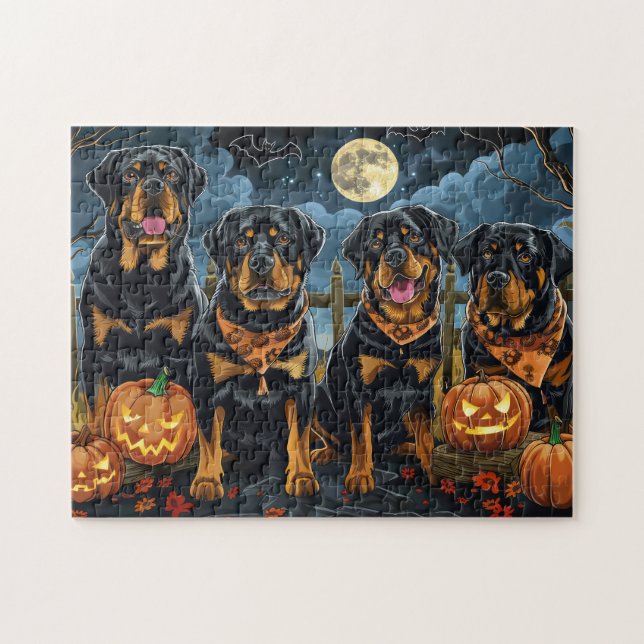 Rottweiler Halloween Spooky Puzzle (Horizontal)