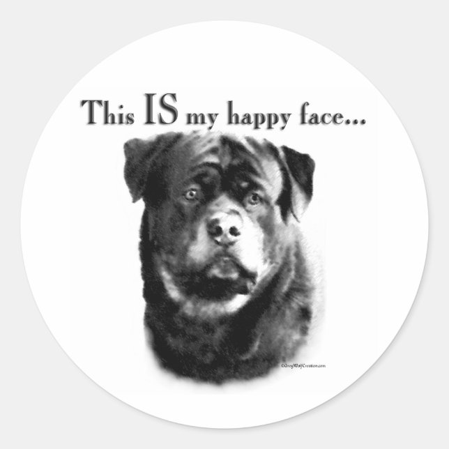 Rottweiler Happy Face Sticker (Vorderseite)
