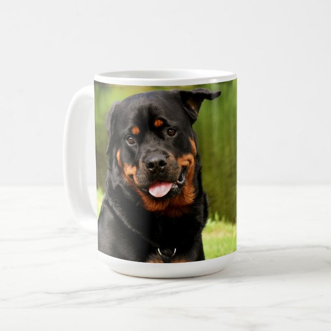 Rottweiler Happy Kaffeetasse (Vorderseite Links)
