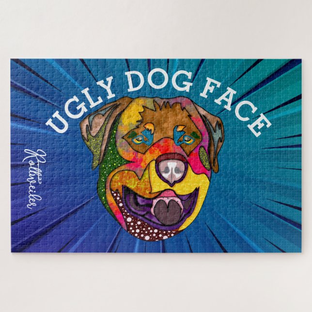 Rottweiler hässlicher Hund Gesicht 1000 Stück Jigs Puzzle (Horizontal)