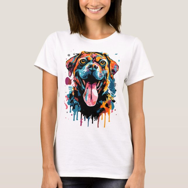 Rottweiler Head T - Shirt - Rottweiler Colorful Do (Vorderseite)