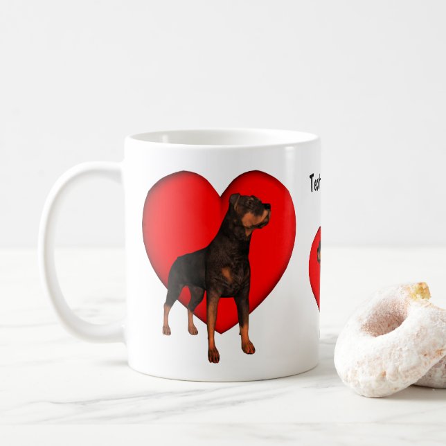 Rottweiler Heart Dog Lover Personalisiert Kaffeetasse (Mit Donut)