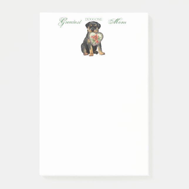 Rottweiler Heart Mama Post-it Klebezettel (Vorderseite)
