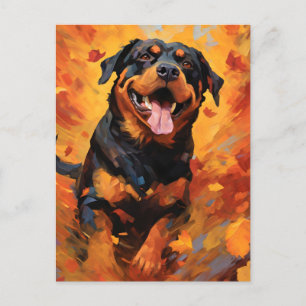 Rottweiler HerbstErntedank Postkarte