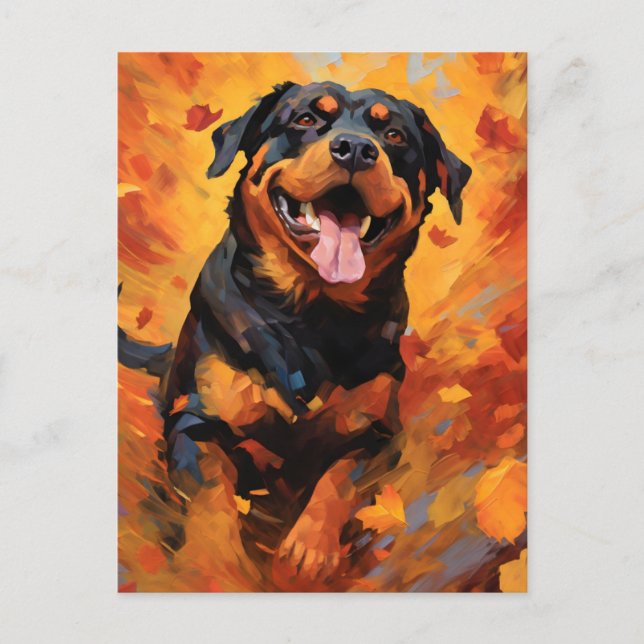 Rottweiler HerbstErntedank Postkarte (Vorderseite)