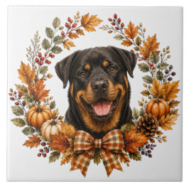 Rottweiler-Herbstkranz Fliese