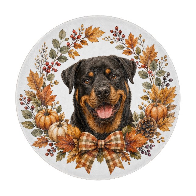 Rottweiler-Herbstkranz Schneidebrett (Vorderseite)