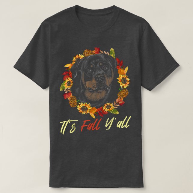 Rottweiler Herbstsaison Leopard Pumpkin Dog T-Shirt (Design vorne)