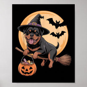 Rottweiler Hexenhut Kürbis Halloween Kostüm Männer Poster