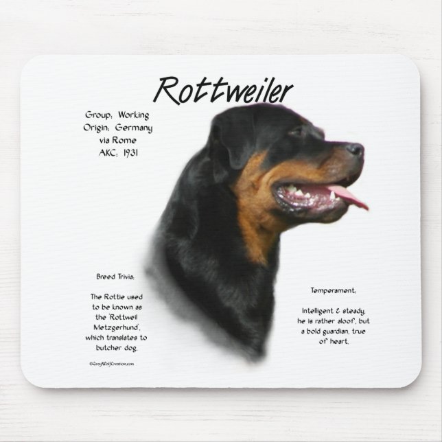 Rottweiler History Design Mousepad (Vorne)