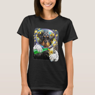 Rottweiler Hund als Raumfahrer Drin geniessen T-Shirt