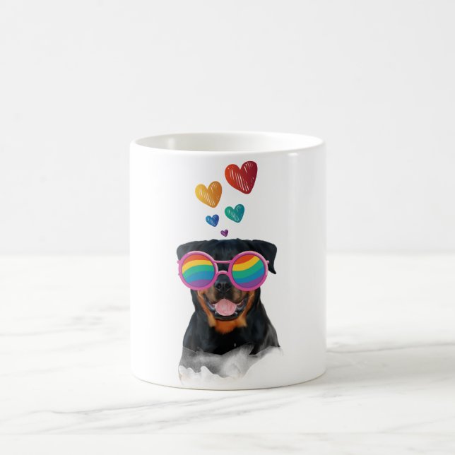 Rottweiler Hund am Valentinstag des Herzens Kaffeetasse (Mittel)