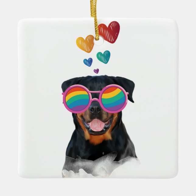 Rottweiler Hund am Valentinstag des Herzens Keramikornament (Vorderseite)