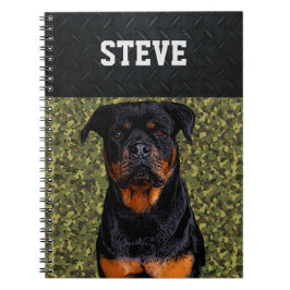 Rottweiler Hund Camouflage Tiername Cool Ruggetier Notizblock