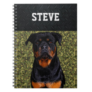 Rottweiler Hund Camouflage Tiername Cool Ruggetier Notizblock