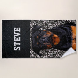 Rottweiler Hund Camouflage Tiername Cool Ruggetier Strandtuch