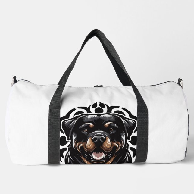 Rottweiler-Hund Gesicht Duffle Bag (Vorderseite)