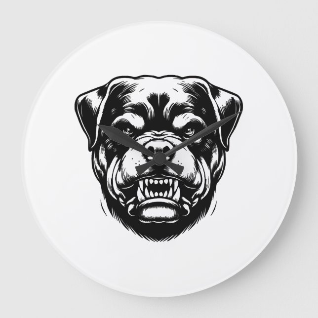 Rottweiler Hund  Große Wanduhr (Vorderseite)