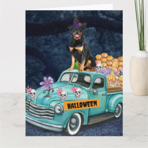 Rottweiler Hund Halloween LKW Beängstigende Nacht Karte