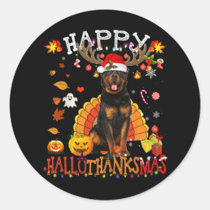 Rottweiler Hund Halloween Weihnachtshund Happy Hal Runder Aufkleber