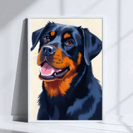 Rottweiler-Hund Haustier Malerei Wasserfarben Kuns Poster