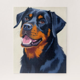 Rottweiler-Hund Haustiermalerei Wasserfarbe Puzzle