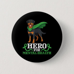 Rottweiler-Hund Held für das Bewusstsein für psych Button