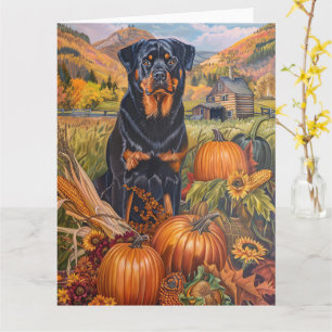 Rottweiler Hund Herbst Ernte Erntedank Karte