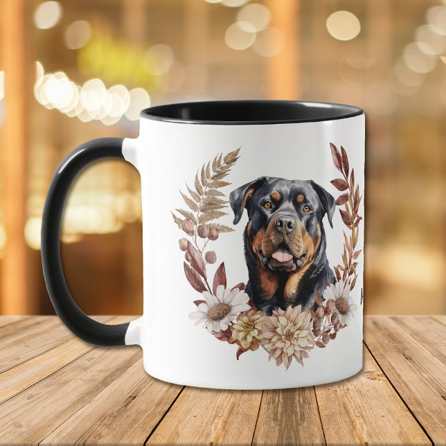Rottweiler Hund Herbstkranz Tasse (Von Creator hochgeladen)