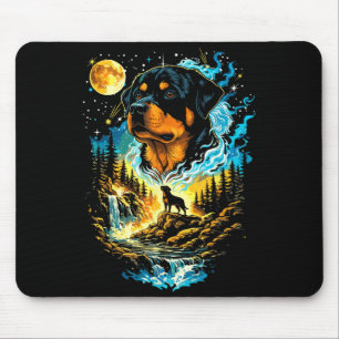 Rottweiler Hund heult zum Mond vintage lustigRo Mousepad