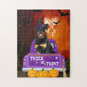 Rottweiler Hund im Halloween-LKW Puzzle