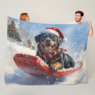Rottweiler-Hund im Schlitten Lass es schneien Weih Fleecedecke