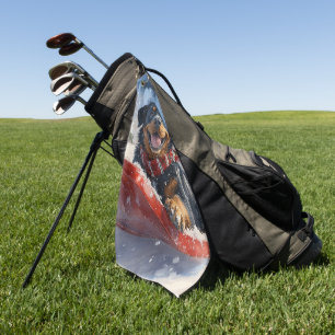 Rottweiler-Hund im Schlitten Lass es schneien Weih Golfhandtuch