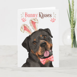 Rottweiler Hund in Hasenohren zu Ostern Feiertagskarte