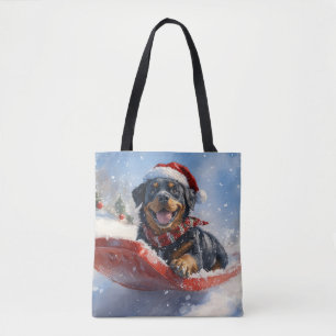Rottweiler Hund in Sledge Let it Schnee Weihnachte