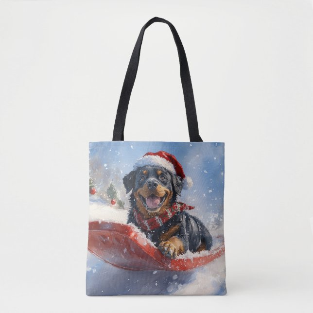 Rottweiler Hund in Sledge Let it Schnee Weihnachte (Vorderseite)