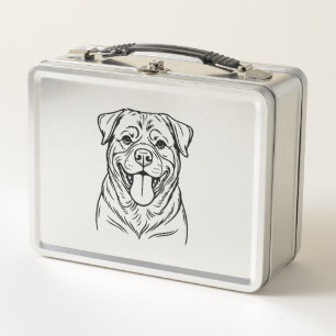 Rottweiler-Hund Line Art � minimalistische Kunstli Metall Brotdose