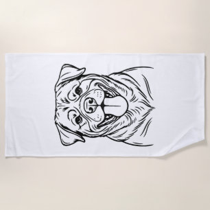 Rottweiler-Hund Line Art � minimalistischer Kunstd Strandtuch
