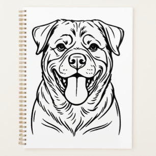 Rottweiler-Hund Line Art � minimalistischer Kunsts Planer