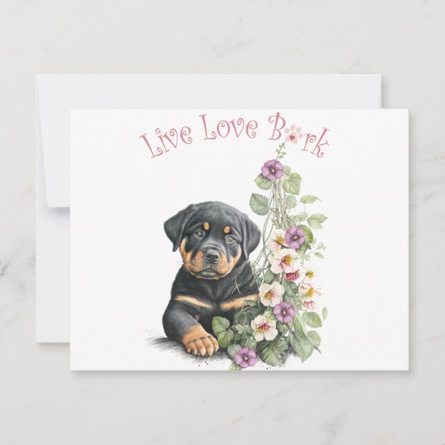 Rottweiler Hund Mama Floral Mitteilungskarte (Vorderseite)