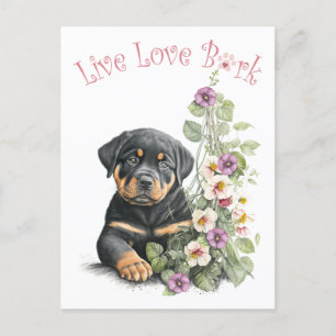 Rottweiler Hund Mama Floral Postkarte