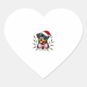 Rottweiler Hund mit Coquette Bow Weihnachts Matchi Herz-Aufkleber