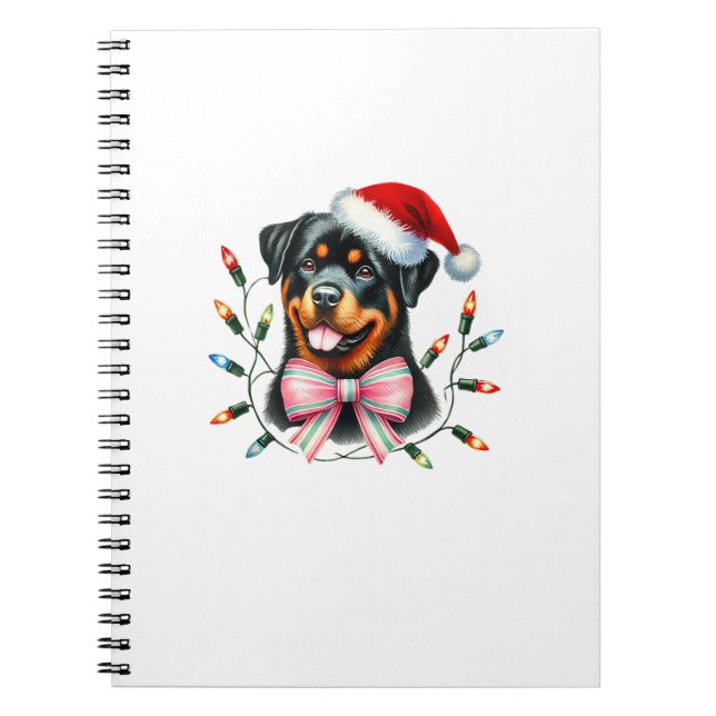Rottweiler Hund mit Coquette Bow Weihnachts Matchi Notizblock (Vorderseite)