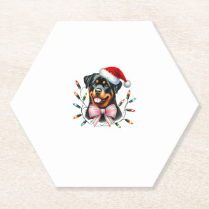 Rottweiler Hund mit Coquette Bow Weihnachts Matchi Untersetzer