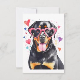 Rottweiler Hund mit Herzbrille Dankeskarte