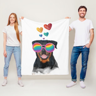 Rottweiler-Hund mit Herzen Valentinstag Fleecedecke