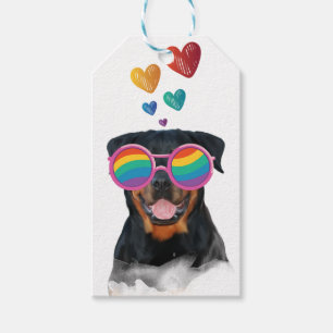 Rottweiler Hund mit Herzen Valentinstag Geschenkanhänger