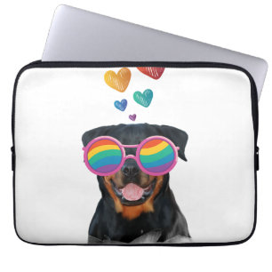 Rottweiler-Hund mit Herzen Valentinstag Laptopschutzhülle
